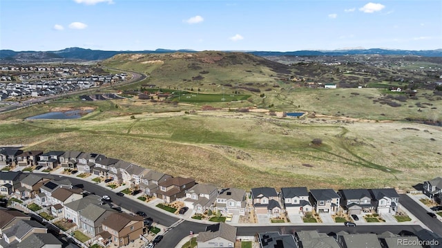 aerial view with a mountain view