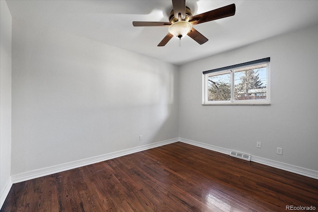 spare room featuring ceiling fan and wood-type flooring