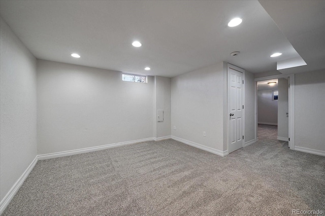 basement with carpet