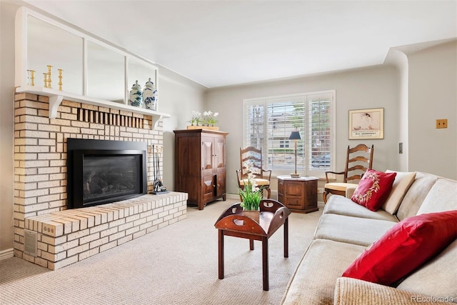 1030 Krameria St, Denver, CO 80220 - living room with a fireplace and carpet flooring