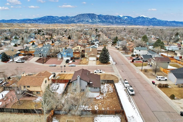 bird's eye view featuring a mountain view