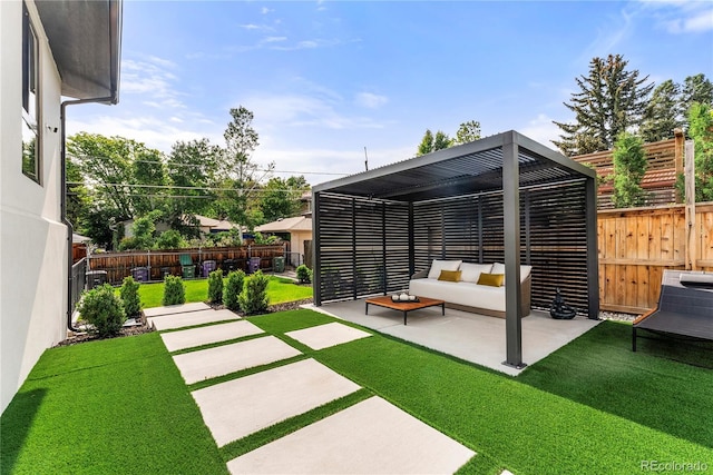 220 Glencoe St, Denver, CO 80220 - view of yard with a patio area and an outdoor living space