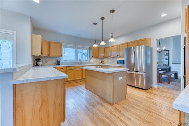 58 Rogers Ct, Golden, CO 80401 - kitchen with appliances with stainless steel finishes, light countertops, light wood-style floors, and recessed lighting