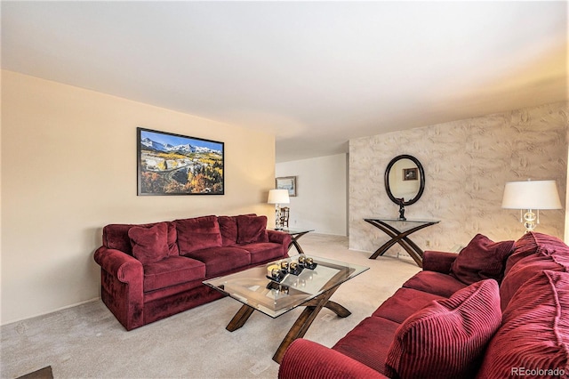 living area featuring carpet flooring