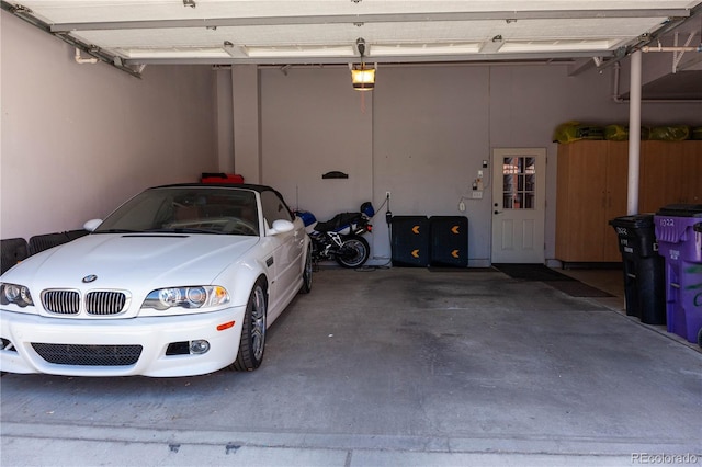 garage with a garage door opener