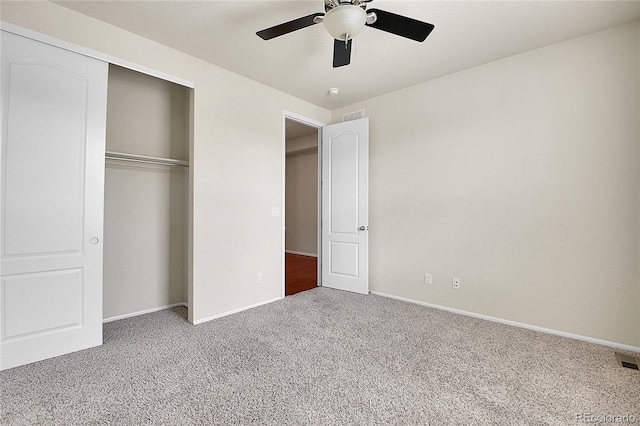 16076 Columbine Pl, Thornton, CO 80602 - unfurnished bedroom with carpet flooring, a closet, baseboards, and a ceiling fan