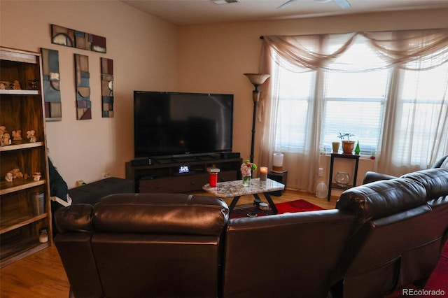 living area with wood finished floors