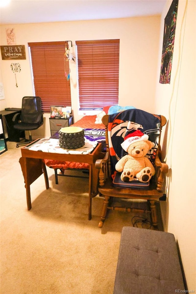 dining room with carpet flooring