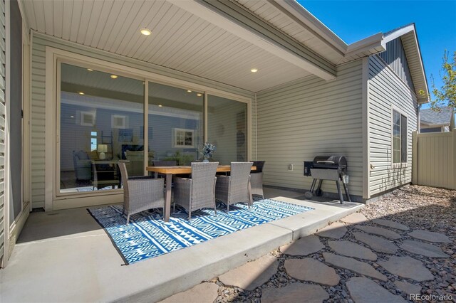view of patio featuring outdoor dining space and area for grilling