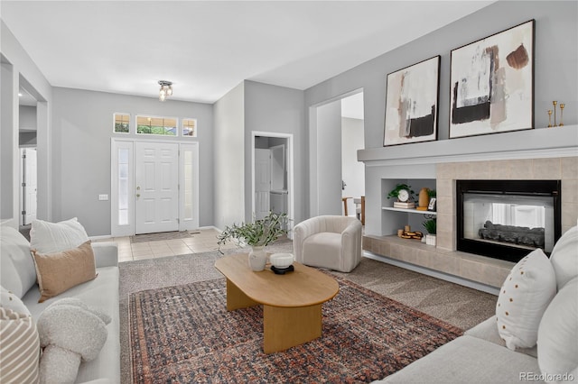 8651 Mallard Pl, Highlands Ranch, CO 80126 - living room with tile patterned flooring and a fireplace