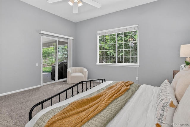8651 Mallard Pl, Highlands Ranch, CO 80126 - carpeted bedroom featuring access to exterior and ceiling fan
