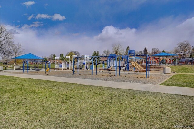 communal playground with a yard
