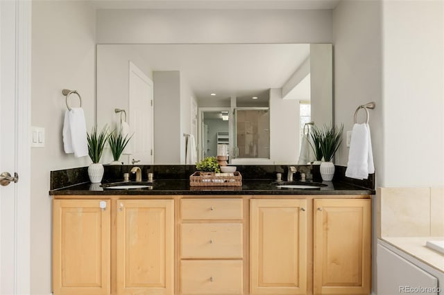 1653 S Logan St, Denver, CO 80210 - full bath with double vanity and an enclosed shower