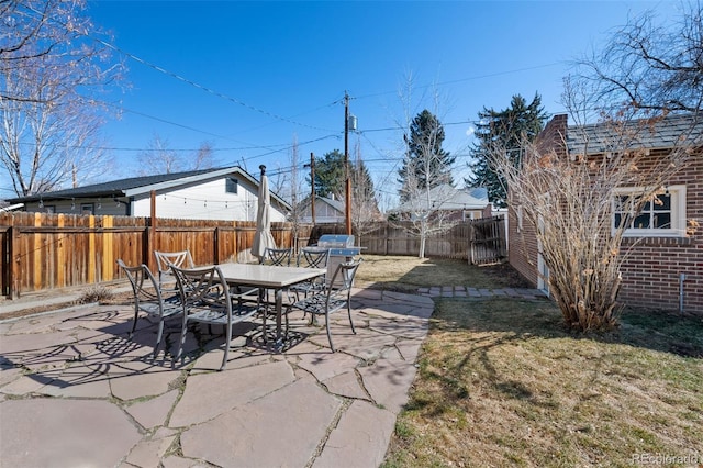 view of patio featuring a fenced backyard