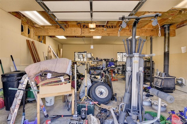 3126 Singletree Rd, Hartsel, CO 80449 - garage featuring a wood stove