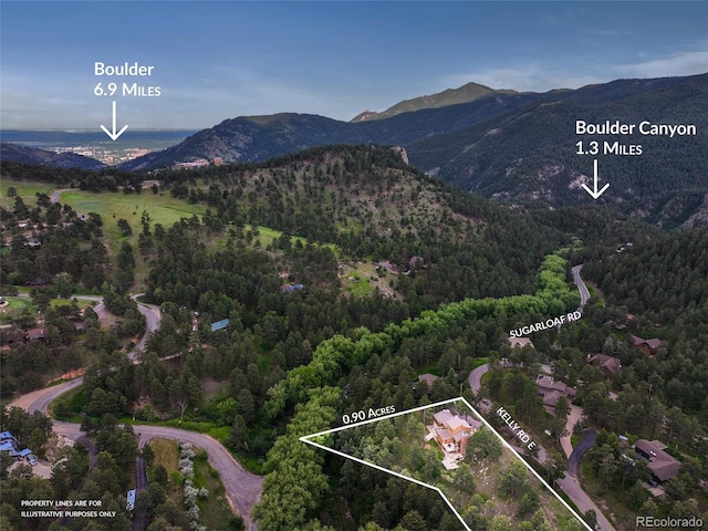 207 Kelly Rd E, Boulder, CO 80302 - view of mountain backdrop featuring a heavily wooded area