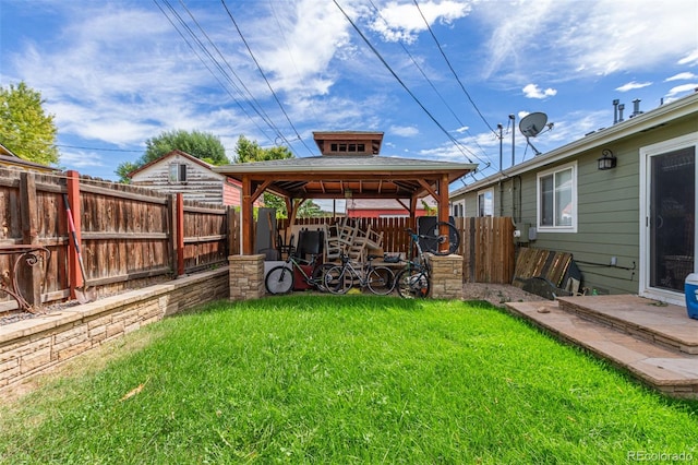 view of yard with a gazebo