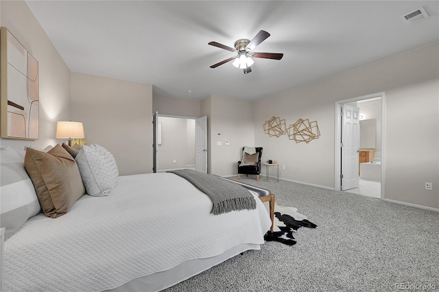 20145 E Fair Ln, Centennial, CO 80016 - carpeted bedroom featuring a desk, a ceiling fan, and ensuite bathroom