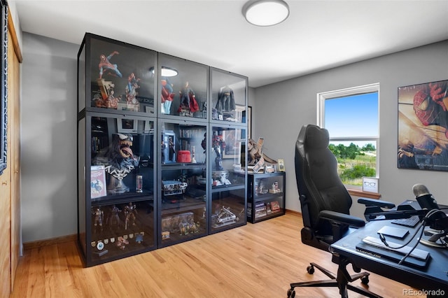 office area featuring hardwood / wood-style flooring