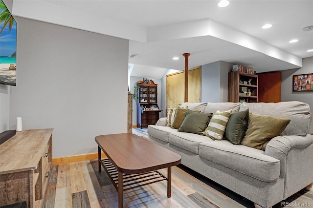 living room featuring light hardwood / wood-style flooring