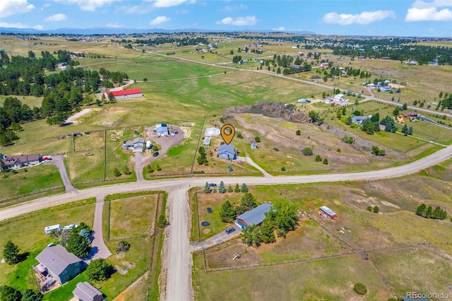 aerial view featuring a rural view