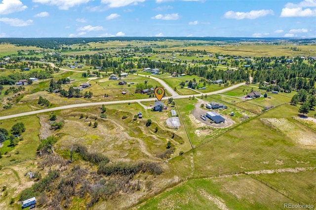 aerial view with a rural view