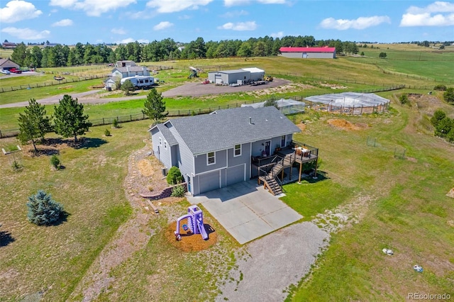 bird's eye view with a rural view