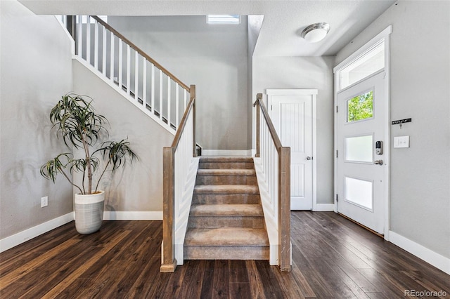 entrance foyer with dark wood-type flooring