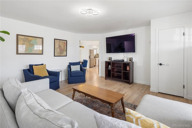 living room with hardwood / wood-style flooring