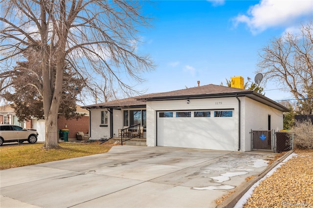 single story home with a garage