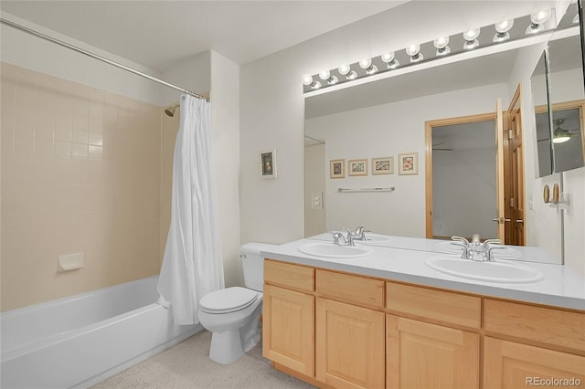 31139 Tahoe Ct, Evergreen, CO 80439 - bathroom with double vanity, toilet, and shower / bath combo
