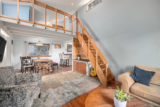 200 Crest Dr, Idaho Springs, CO 80452 - living area with hardwood / wood-style flooring and stairs