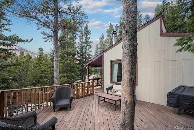 200 Crest Dr, Idaho Springs, CO 80452 - wooden terrace with area for grilling