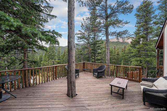 200 Crest Dr, Idaho Springs, CO 80452 - deck with a view of trees and a mountain view
