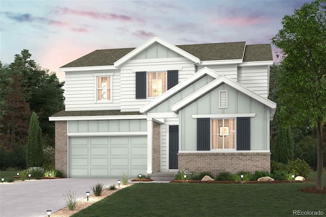 1457 Brookfield Pl, Lafayette, CO 80026 - view of front of house featuring brick siding, board and batten siding, and concrete driveway