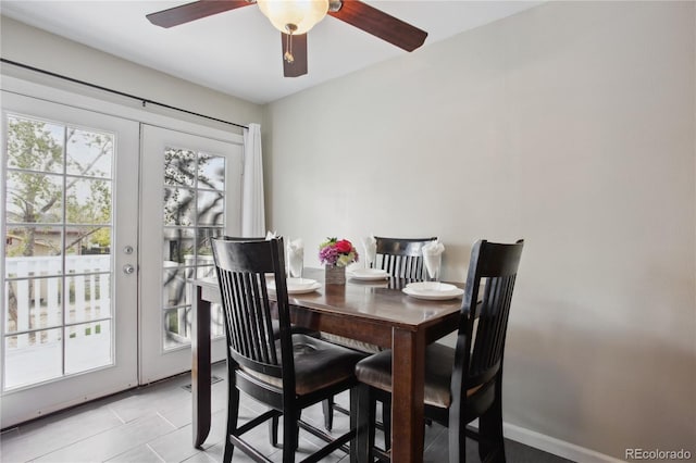 12235 Garfield Pl, Thornton, CO 80241 - dining space featuring french doors and a ceiling fan