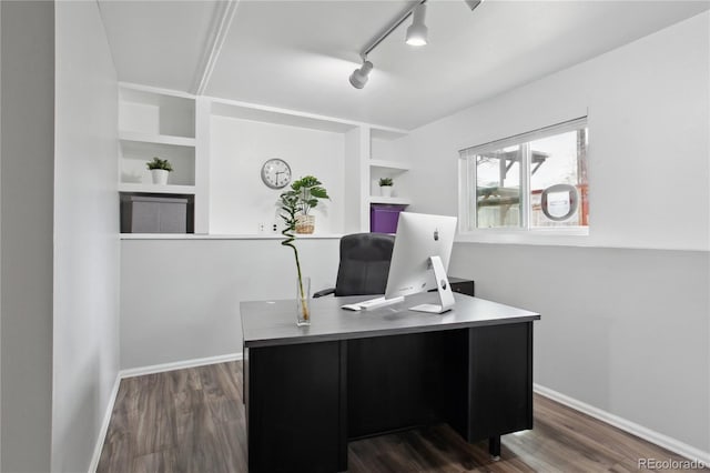 12235 Garfield Pl, Thornton, CO 80241 - office space featuring dark wood-style flooring, track lighting, and built in features