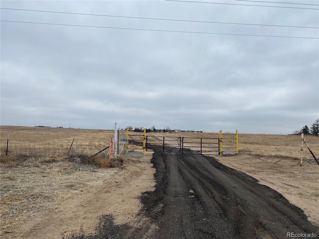 view of road with a rural view