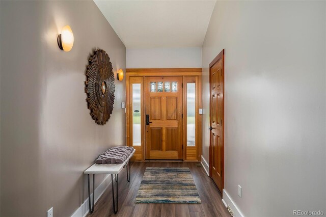 5925 E Fair Ave, Centennial, CO 80111 - foyer featuring baseboards and dark wood-style flooring