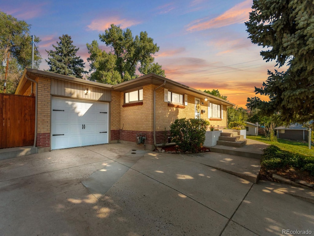 view of front of house with a garage