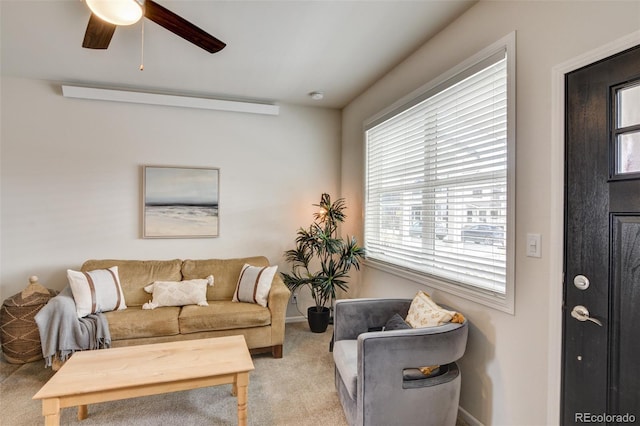 304 Barnwood Dr, Buena Vista, CO 81211 - living room featuring light colored carpet and ceiling fan