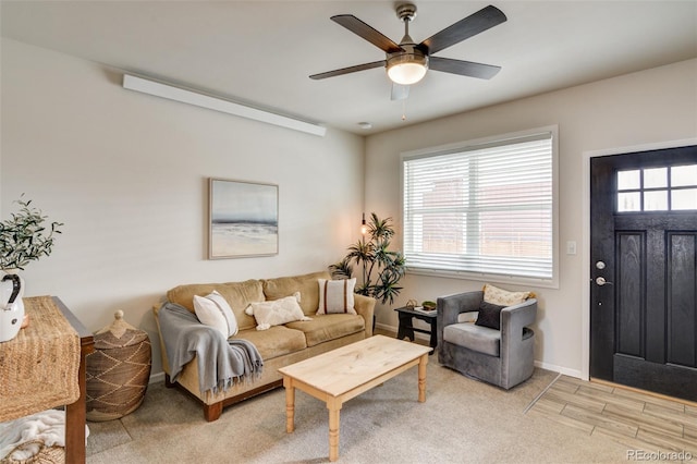 304 Barnwood Dr, Buena Vista, CO 81211 - living room with a ceiling fan and light wood-style floors