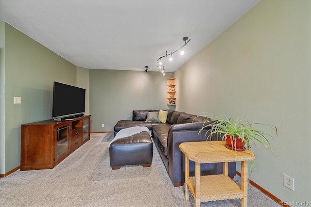 9745 Hilldale Dr, Morrison, CO 80465 - living area featuring light colored carpet and rail lighting