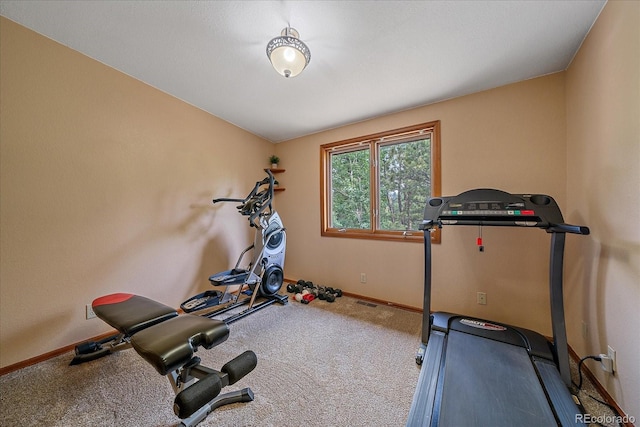 9745 Hilldale Dr, Morrison, CO 80465 - exercise room with baseboards and carpet flooring