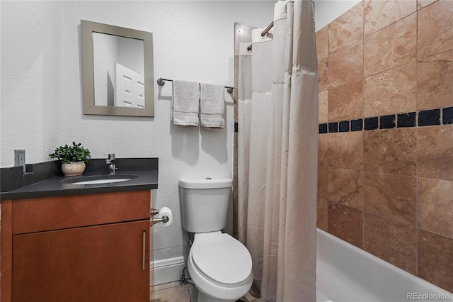 1717 E 22nd Ave, Denver, CO 80205 - bathroom with vanity, toilet, and shower / tub combo with curtain