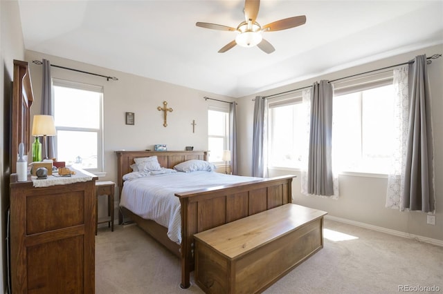 3560 Zane Gray Loop, Parker, CO 80138 - bedroom featuring light carpet, multiple windows, and ceiling fan