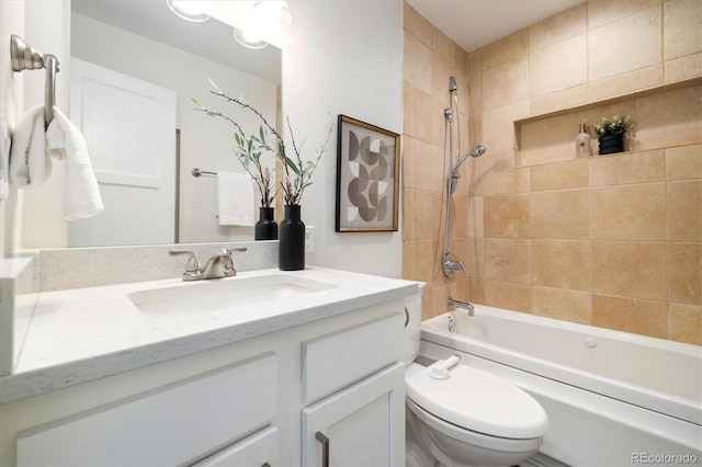 4500 Zephyr St, Wheat Ridge, CO 80033 - bathroom with vanity, shower / bath combination, and toilet