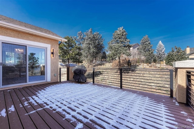 wooden deck featuring grilling area