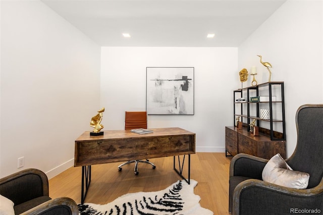 office area featuring light wood-type flooring