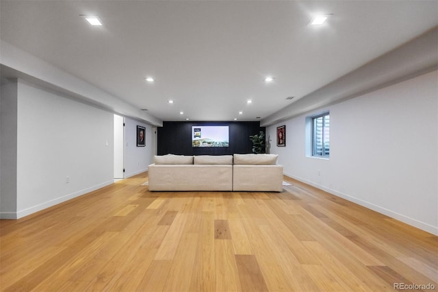 unfurnished living room featuring light hardwood / wood-style flooring